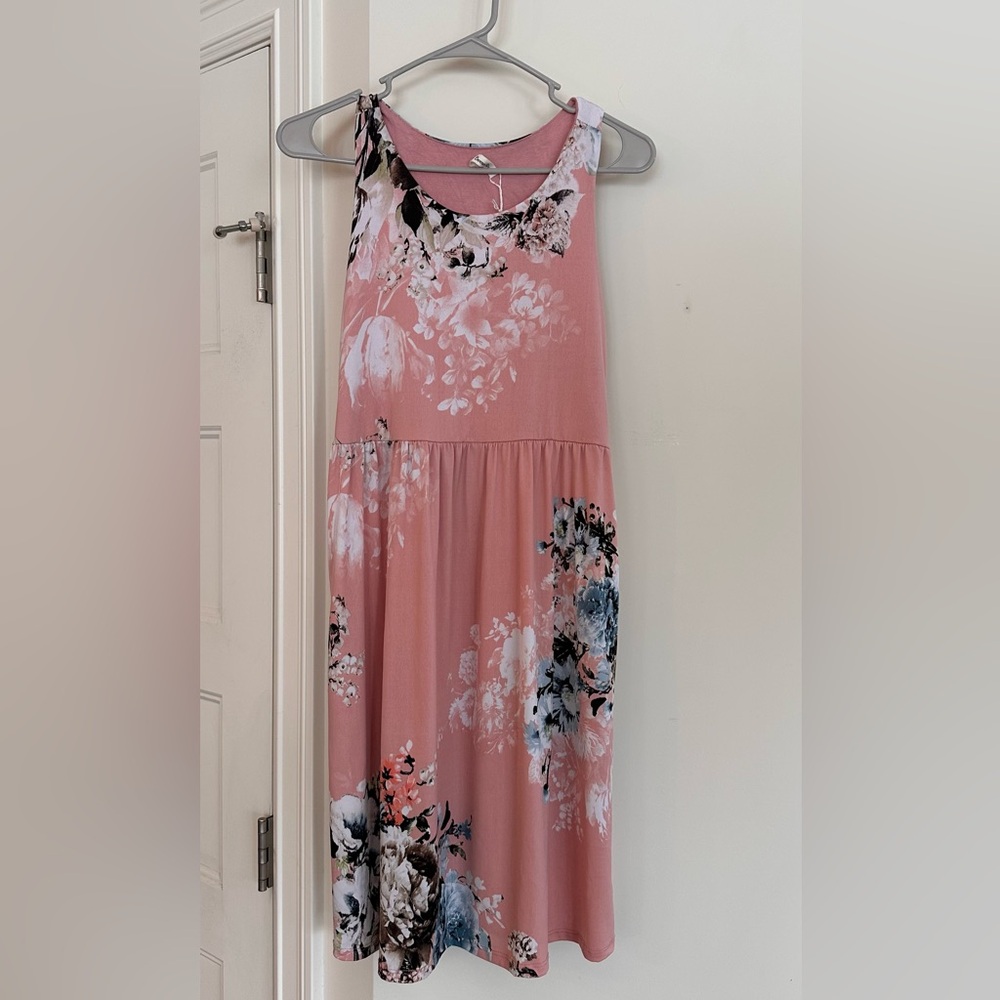 Summer Dress Light Pink Floral Size L